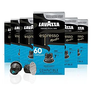 60-Pk Lavazza Espresso Maestro Nespresso Compatible Coffee Capsules (Decaf) $15.15 & More w/ Subscribe & Save