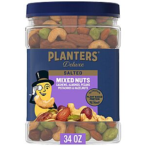Prime Members: 34-Oz Planters Deluxe Mixed Nuts (Salted) $10.45 w/ S&S + Free S&H w/ Prime $10.43