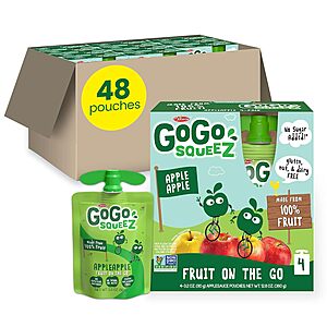 48-Count 3.2oz GoGo squeeZ Fruit on the Go Pouches (Apple) $17.08 w/ S&S + Free S&H w/ Prime or $35+