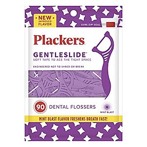 90-Count Plackers Gentleslide Dental Flossers (Mint) $1.62 w/ S&S + Free Shipping w/ Prime