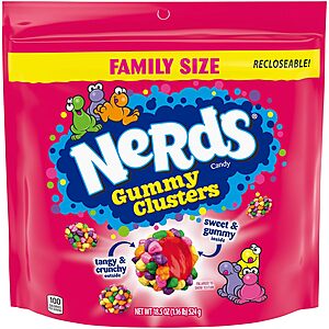 18.5-Oz Nerds Gummy Clusters Candy Family Size Bag (Rainbow) $4.40 w/ Subscribe & Save