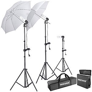 Neewer 600W 5500K Photo Studio Day Light Umbrella Continuous Lighting Kit $35.69
