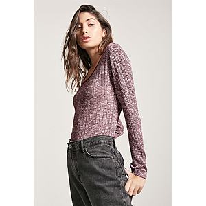 Forever 21: Men's Slim Cotton Chinos $8.95, Women's Contrast Ribbed Knit Top $5  & More + Free S/H $21+