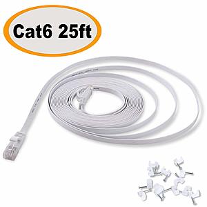 Jadaol Cat 6 Flat Ethernet Cables: 25FT for $4.50, 50FT for $5.70, 100FT for $10.50, 10FT (5-Pack) for $10.50 + FSSS
