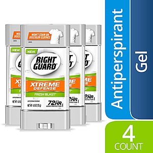 Prime Members: 4-Count Right Guard Xtreme Defense Antiperspirant Deodorant Gel $4.83 ($1.21 each) w/ S&S + Free Shipping w/ Prime or on $25+