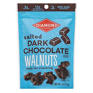 4-Oz Diamond of California Salted Dark Chocolate Walnuts $1.89, 4-Pack $6.89 ($1.72 each) + Free Shipping w/ Prime or on $25+
