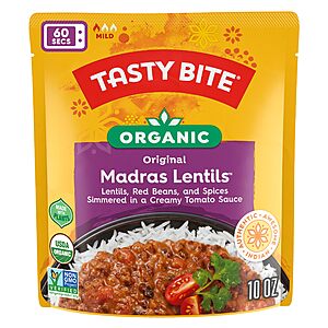 6-Count 10-Oz Tasty Bite Organic Microwaveable Indian Madras Lentils $13.35 ($2.23 each) w/ S&S + Free Shipping w/ Prime or on $35+