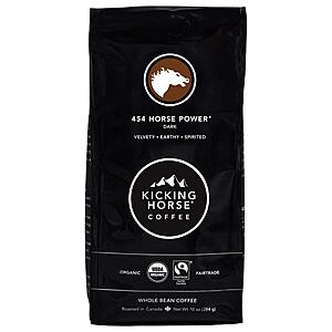 10 Ounce Bag Kicking Horse Whole Bean Coffee 454 Horse Power Dark Roast Certified Organic $5.47 AC & S&S ($4.72 @ 5 S&S Orders)