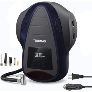 Teromas Tire Inflator Air Compressor, Portable DC/AC (12V / 110V) Air Pump for Car Tires and Other Inflatables, $20.98