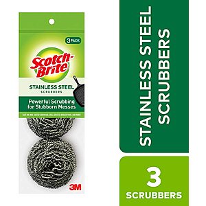 3-Pack Scotch-Brite Stainless Steel Scrubbers $1.67 at Amazon