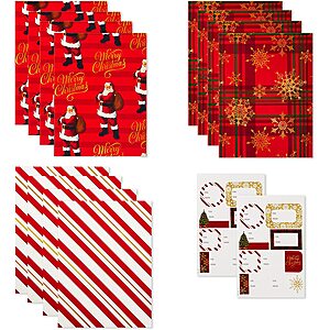 Hallmark - 12 Flat Christmas Wrapping Paper Sheets with Cutlines on Reverse and 16 Gift Tag Seals $7.15 + Free Ship w/Prime