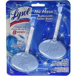 2-Count Lysol No Mess Automatic Toilet Bowl Cleaner (Ocean Fresh Scent) $3
