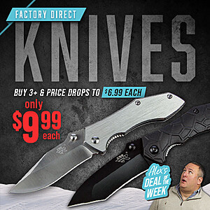 Factory Direct Knife Deals: Buy 3+ Knives (Mix or Match) $6.99 ea. + Free shipping $25+