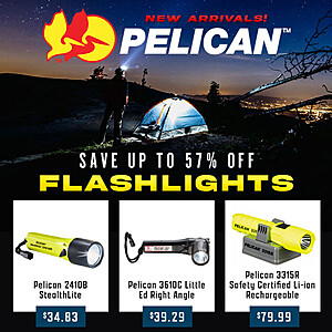 Field Supply Flash Sale: Up to 57% off NEW Pelican flashlights! Free shipping $25+