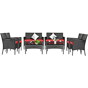 8 Piece Set: Costway Outdoor Furniture Set (Red, White or Turquoise) $379.99 + Free Shipping
