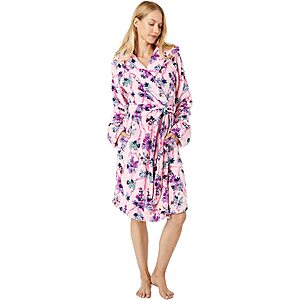 Vera Bradley Women's Plush Fleece Robe (Hope Blooms Light Pink) $26 + Free Shipping