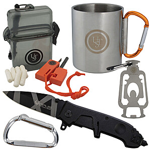 Outdoor Survival Kit (Folding Knife, Flint Fire Kit, Mug & More) $19.99 + Free Shipping