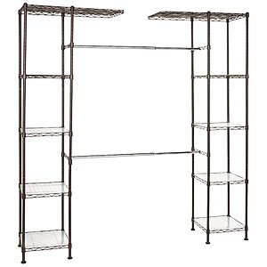 Amazon Prime Members: Basics Expandable Metal Hanging Storage Organizer Rack Wardrobe w/ Shelves (Bronze) $56.98 + Free Shipping