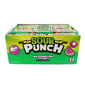24 Pack Sour Punch Straws, Watermelon Fruit Flavor, 2oz Tray Soft & Chewy Candy  $15.40 + Free Shipping w/ Prime or on $35+