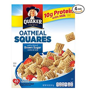 4-Count Quaker Oatmeal Squares Brown Sugar 14.5 oz. $7.60 or $6.49 w/S&S AC Free Ship *Prime Exclusive