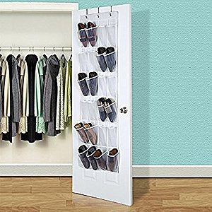 Over The Door Shoe Organizer - 24 Pockets Crystal Clear or Java Hanging Shoe Organizer $3.84 AC @Amazon