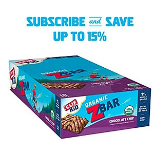 18-Count (1 Box) CLIF KID ZBAR - Organic Energy Bar - Chocolate Chip/Brownie 1.27oz $8.54 / $7.64 w s&s Amazon *Add-On