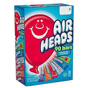 90-Count (3 pounds) Airheads Bars, Chewy Fruit Candy, Variety Pack $9.09 5% s&s AC