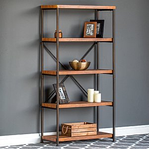 4-Tier Industrial Bookshelf w/ Metal Frame, Wood Shelves $79.99 AC + Free Shipping