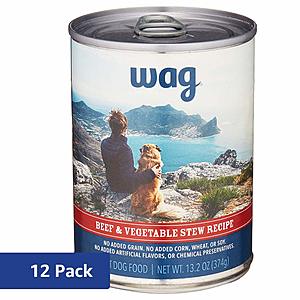 12-Pack (Amazon Brand) Wag Wet Dog Food 13.2 oz Can (Various Flavors) $13.99 5% or $11.99 15% AC w/s&s