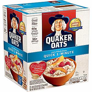 Prime Members: 80oz. Quaker Oats Quick 1-Minute Oatmeal $4.30 w/ S&S & More + Free S/H