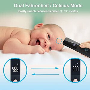 Amplim Non Contact/No Touch Digital Forehead Thermometer for Adults, Kids, and Babies, Touchless Temporal Thermometer FSA HSA Approved, $15.96 + Free Shipping w/ Prime or on $25+