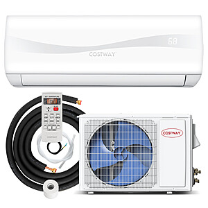 Costway 12000 BTU 17 SEER2 208-230V Ductless Mini Split Air Conditioner & Heater $479 & More + Free S&H