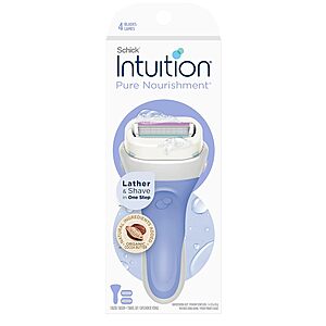 Schick Intuition Women's Razors: 1 Razor + 2 Blade Refills (Organic Cocoa Butter) 2 for $9 w/ Subscribe & Save