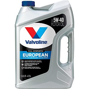 5-Quart Valvoline European Vehicle Full Synthetic 5W-40 Motor Oil $19.95