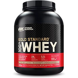 5-Lb Optimum Nutrition Gold Standard 100% Whey Protein Powder (various flavors) from $44.35 w/ S&S & More + Free S&H