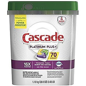 70-Count Cascade Platinum Plus Dishwasher Detergent Actionpacs (Lemon)  $11
