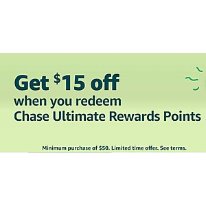 Amazon: Select Chase Cardholders: Pay w/ Ultimate Rewards Points, Get $15 Off $50