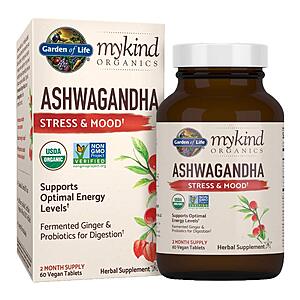60-Count Garden of Life mykind Organic Ashwagandha Tablets $14.13 w/ S&S + Free Shipping w/ Prime or on $25+