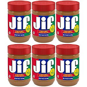 6-Count 16-Oz Jif Creamy Peanut Butter $14.04 ($2.34 each) or Less w/ S&S + Free Shipping w/ Prime or on $35+