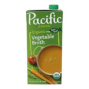 32-Oz Pacific Foods Organic Vegetable Broth $2.24 w/S&S + Free Shipping w/ Prime or on $35+