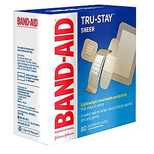 2-Pack 80-Ct Band-Aid Tru-Stay Sheer Adhesive Bandages $4.18 w/ Amazon Subscribe & Save