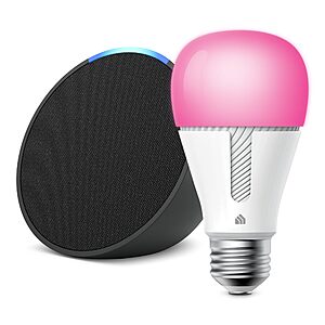 Echo Pop with TP-Link Kasa 1000 Lumen Smart Color Bulb $17.99 w/ Prime shipping