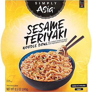 Simply Asia Sesame Teriyaki Noodle Bowl with Toasted Sesame Seeds, 8.5 oz (Pack of 6) $4.49 with s/s