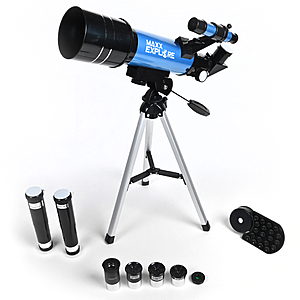 Maxx Explore 70/400mm Telescope for Kids with Tripod, Smartphone Mount and 4 Magnification Eyepieces - $35