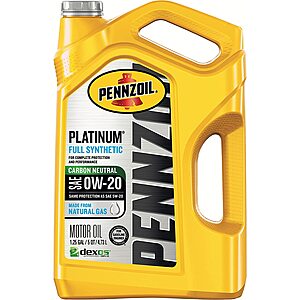 2-Ct 5-Qt Pennzoil Platinum Full Synthetic 0W-20 Motor Oil + $25 Digital Gift Card $43.65 after Rebate w/ S&S + Free S&H