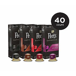 40-Count Peet's Coffee Espresso Capsule Coffee Pods (variety pack) $11