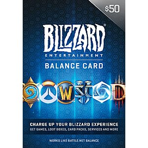 $50 Battle.net Store Gift Card Balance (Digital Delivery) $40.75