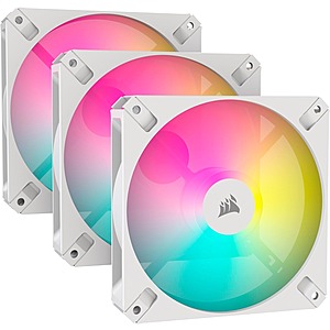$37.99: CORSAIR iCUE AR120 RGB Digital 120mm ARGB-Compatible Fans - Triple Fan Kit - White
