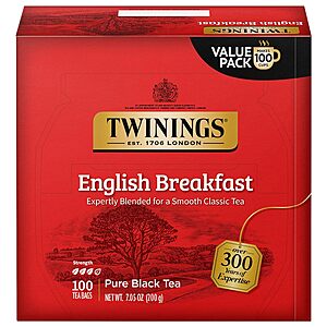 $5.84 w/ S&S: 100-Count Twinings English Breakfast Black Tea (Individually Wrapped)