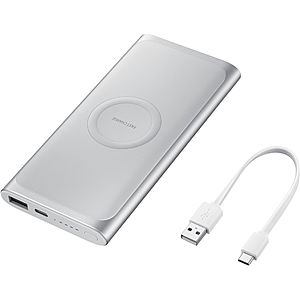 Samsung - 10,000 mAh Portable Charger for Most Qi and USB Enabled Devices - Silver/Pink $29.99